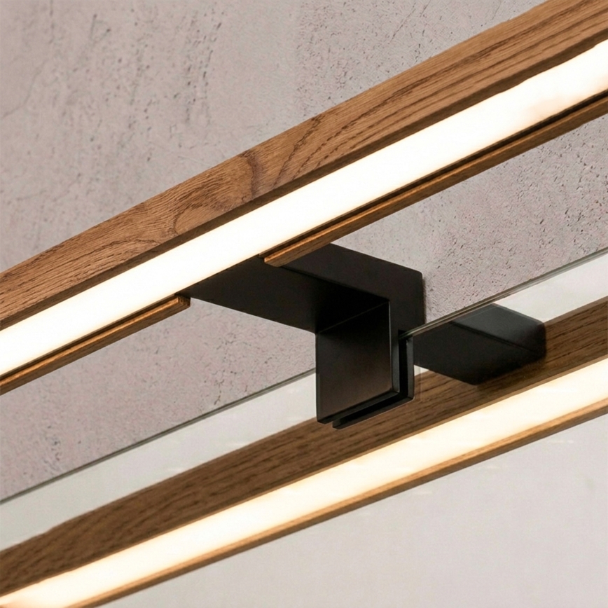 Brilagi - LED-Badspiegelbeleuchtung WOODY MIRROR 3-in-1 LED/12W/230V 60 cm IP44 Schwarz/Eiche/Kirsche