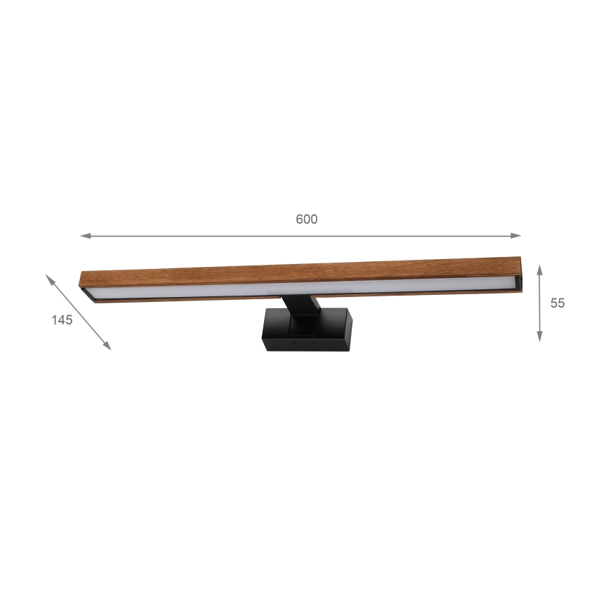 Brilagi - LED-Badspiegelbeleuchtung WOODY MIRROR 3-in-1 LED/12W/230V 60 cm IP44 Schwarz/Eiche/Kirsche