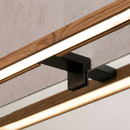 Brilagi - LED-Badezimmer-Spiegelleuchte WOODY MIRROR 3-in-1, LED/15 W/230 V, 80 cm, IP44, schwarz / Eiche-Kirsche