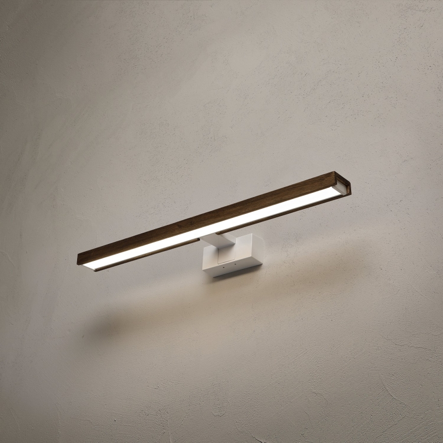 Brilagi - WOODY MIRROR 3-in-1 LED-Beleuchtung für Badspiegel, 12 W/230 V, 60 cm, IP44, weiß/Eiche/Nussbaum