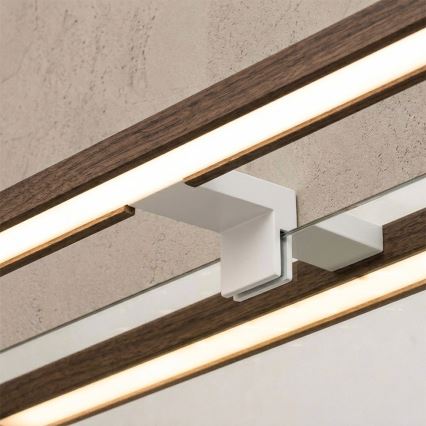 Brilagi - WOODY MIRROR 3-in-1 LED-Beleuchtung für Badspiegel, 12 W/230 V, 60 cm, IP44, weiß/Eiche/Nussbaum