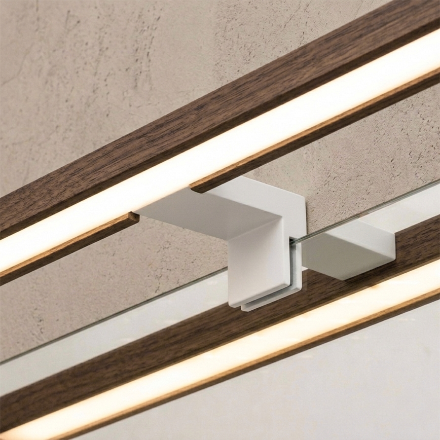 Brilagi - WOODY MIRROR 3-in-1 LED-Beleuchtung für Badspiegel, 12 W/230 V, 60 cm, IP44, weiß/Eiche/Nussbaum