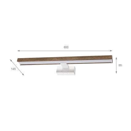 Brilagi - WOODY MIRROR 3-in-1 LED-Beleuchtung für Badspiegel, 12 W/230 V, 60 cm, IP44, weiß/Eiche/Nussbaum