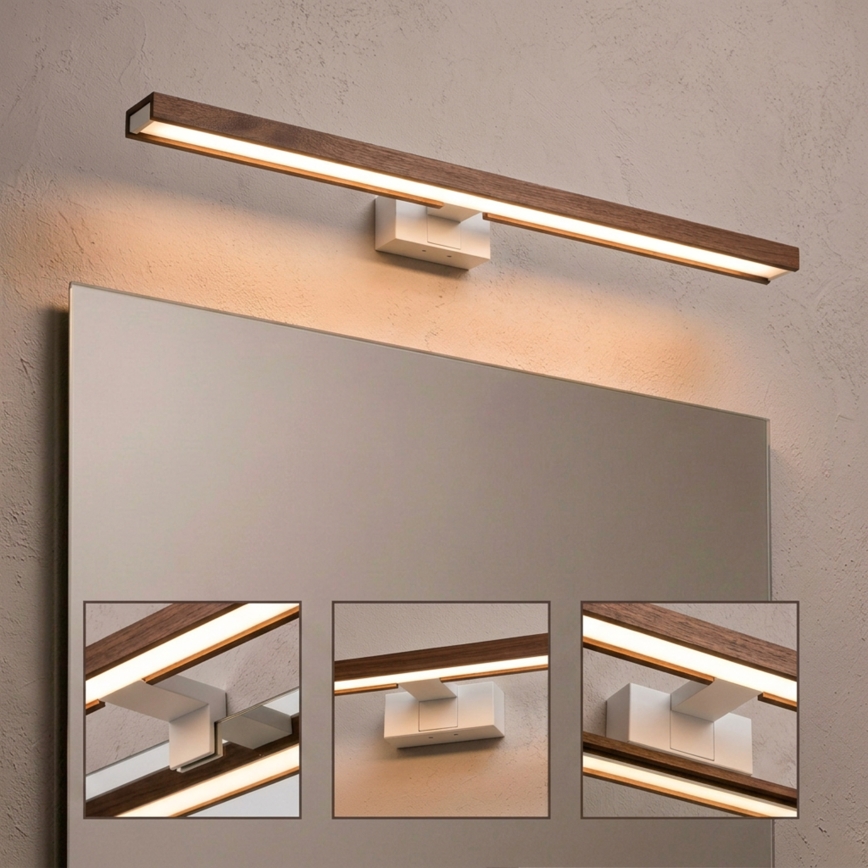 Brilagi - Badezimmer-Spiegelbeleuchtung WOODY MIRROR 3-in-1 LED/15W/230V 80 cm IP44 Weiß/Eiche/Kirsche