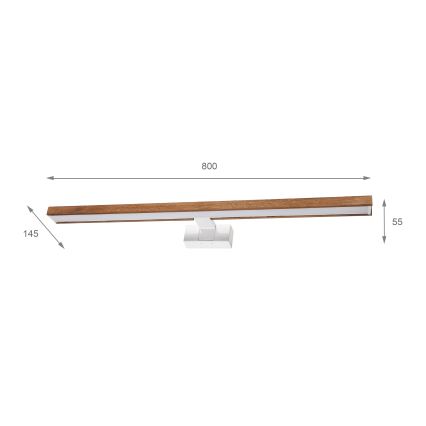 Brilagi - Badezimmer-Spiegelbeleuchtung WOODY MIRROR 3-in-1 LED/15W/230V 80 cm IP44 Weiß/Eiche/Kirsche