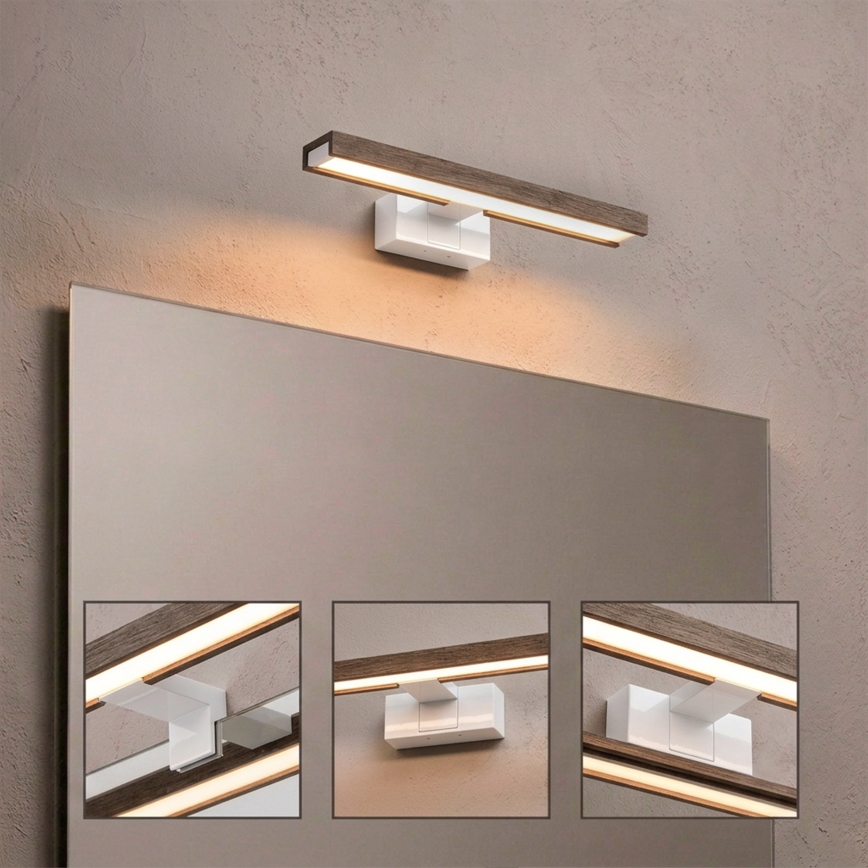 Brilagi - LED-Badezimmer-Spiegelleuchte WOODY MIRROR 3-in-1 LED/8W/230V 40 cm IP44 Weiß/Eiche