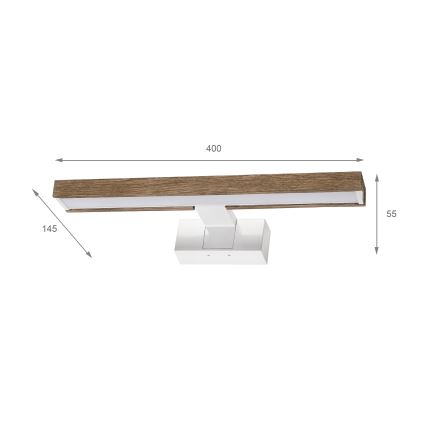 Brilagi - LED-Badezimmer-Spiegelleuchte WOODY MIRROR 3-in-1 LED/8W/230V 40 cm IP44 Weiß/Eiche
