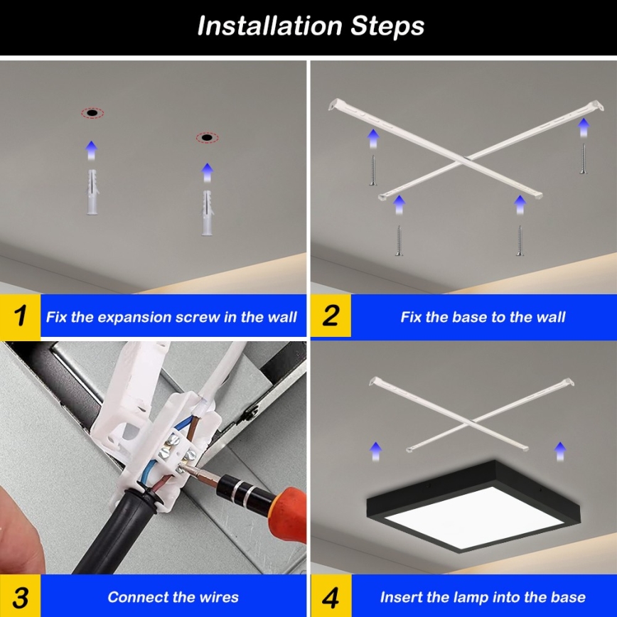 Brilagi - LED-Deckenleuchte für Badezimmer FRAME LED/24W/230V 30x30 cm 3000/4000/6000K IP44 schwarz