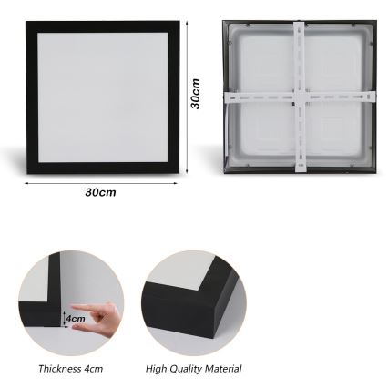 Brilagi - LED-Deckenleuchte für Badezimmer FRAME LED/24W/230V 30x30 cm 3000/4000/6000K IP44 schwarz