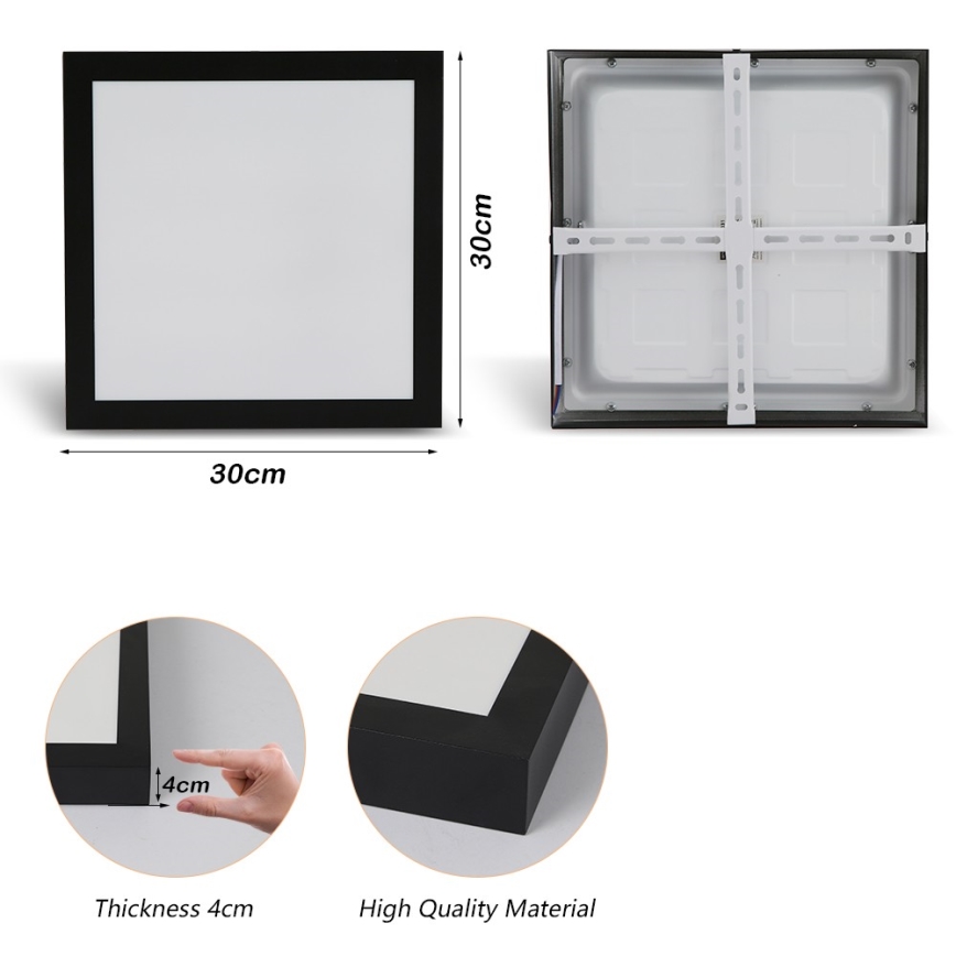 Brilagi - LED-Deckenleuchte für Badezimmer FRAME LED/24W/230V 30x30 cm 3000/4000/6000K IP44 schwarz