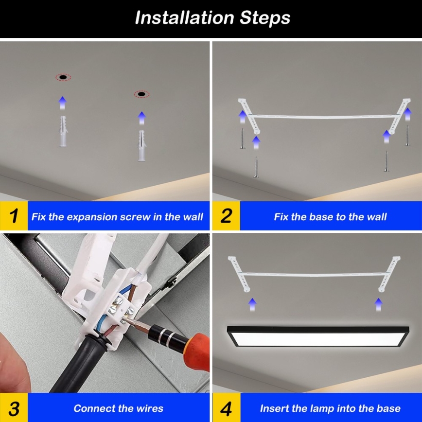 Brilagi - LED-Deckenleuchte für Badezimmer FRAME LED/50W/230V 30x120 cm 3000/4000/6000K IP44 schwarz
