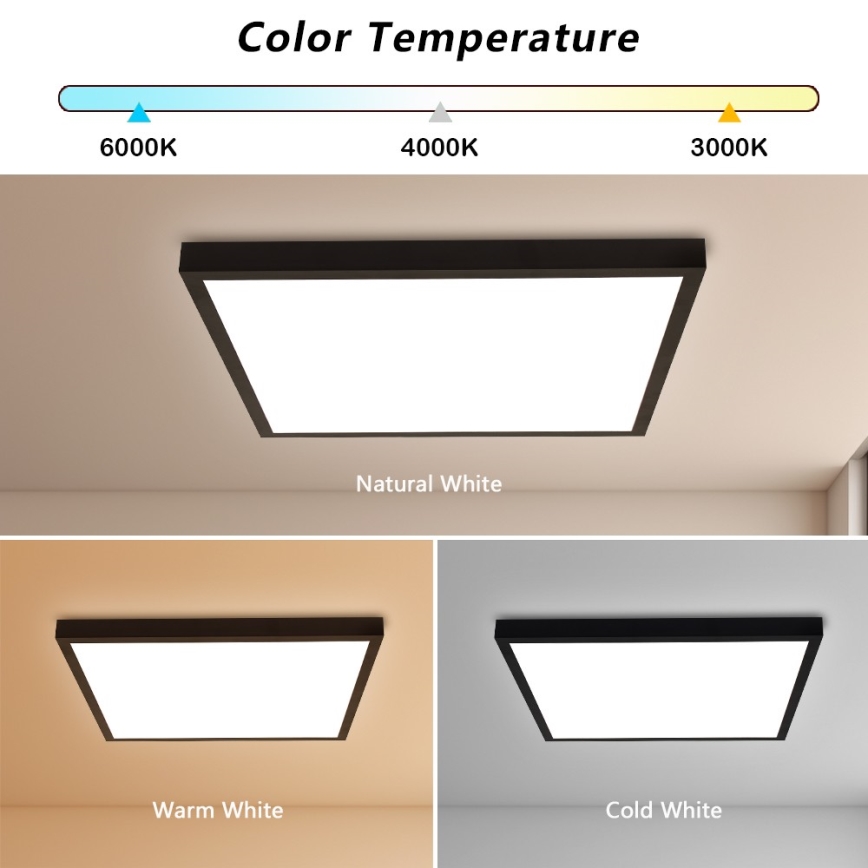 Brilagi - LED-Deckenleuchte für Badezimmer FRAME LED/50W/230V 60x60 cm 3000/4000/6000K IP44 schwarz