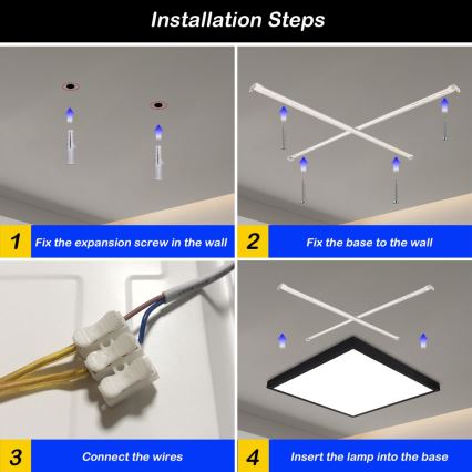 Brilagi - LED-Deckenleuchte für Badezimmer FRAME LED/50W/230V 3000/4000/6000K IP44 schwarz