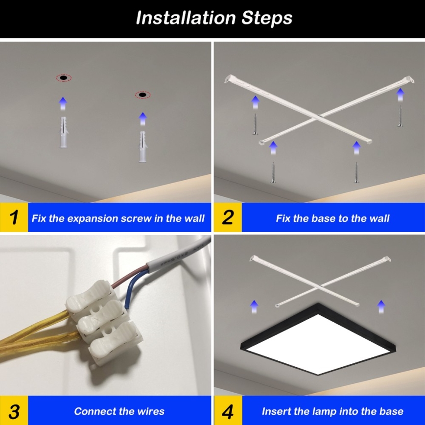 Brilagi - LED-Deckenleuchte für Badezimmer FRAME LED/50W/230V 60x60 cm 3000/4000/6000K IP44 schwarz