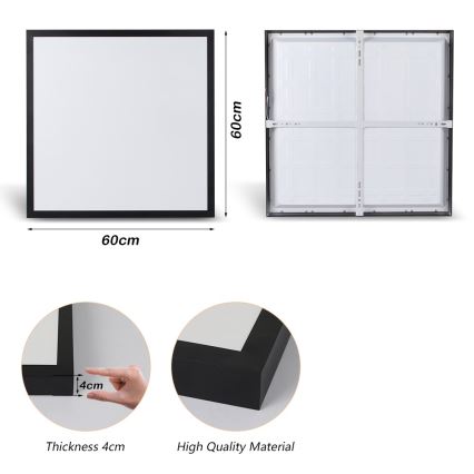 Brilagi - LED-Deckenleuchte für Badezimmer FRAME LED/50W/230V 60x60 cm 3000/4000/6000K IP44 schwarz