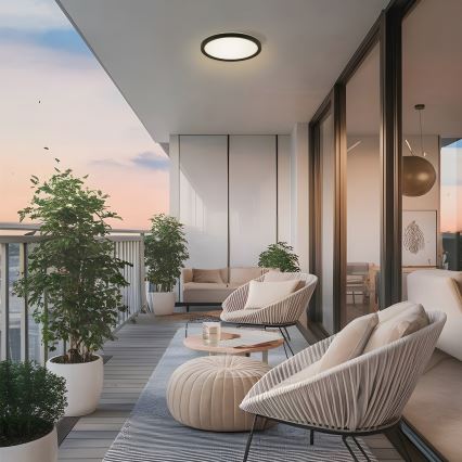 Brilagi - LED-Deckenleuchte für Badezimmer ULTRA SLIM LED/12W/230V d 22,5 cm schwarz IP54