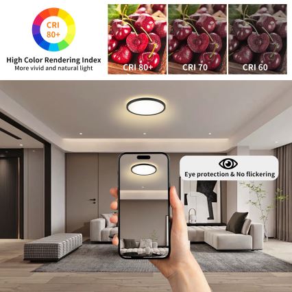Brilagi - LED-Deckenleuchte für Badezimmer ULTRA SLIM LED/12W/230V d 22,5 cm schwarz IP54