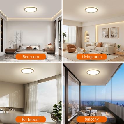 Brilagi - LED-Deckenleuchte für Badezimmer ULTRA SLIM LED/12W/230V Ø 22,5 cm goldfarben IP54