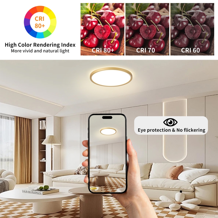 Brilagi - LED-Badezimmer-Deckenleuchte ULTRA SLIM LED/18W/230V Ø 30 cm gold IP54