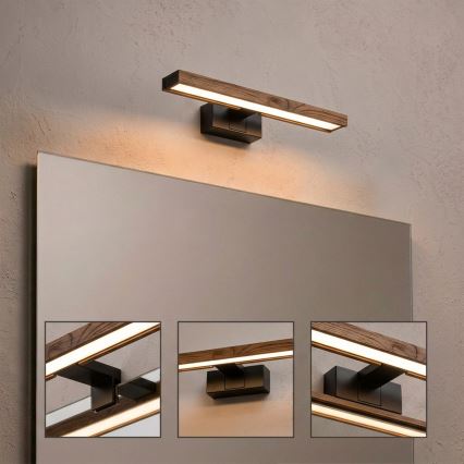 Brilagi - LED-Beleuchtung für Badezimmerspiegel WOODY MIRROR 3v1 LED/8W/230V 40 cm IP44 schwarz/Eiche