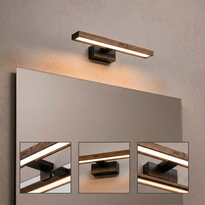 Brilagi - LED-Beleuchtung für Badezimmerspiegel WOODY MIRROR 3v1 LED/8W/230V 40 cm IP44 schwarz/Eiche