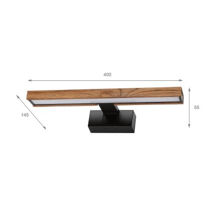 Brilagi - LED-Beleuchtung für Badezimmerspiegel WOODY MIRROR 3v1 LED/8W/230V 40 cm IP44 schwarz/Eiche