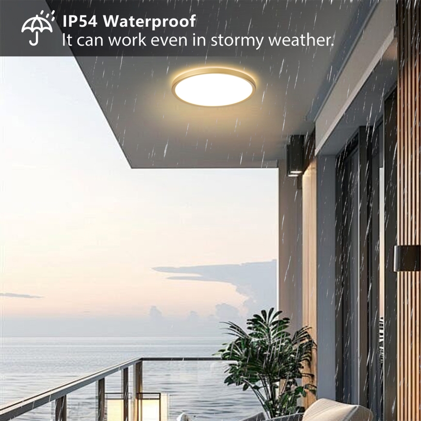 Brilagi - LED Badezimmer-Deckenleuchte ULTRA SLIM, 24 W / 230 V, Ø 42 cm, goldfarben, IP54