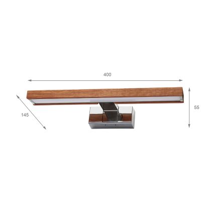 Brilagi - LED-Beleuchtung für Badezimmerspiegel 3-in-1 WOODY MIRROR LED/8W/230V 40 cm IP44 glänzender Chrom/Eiche/Kirsche