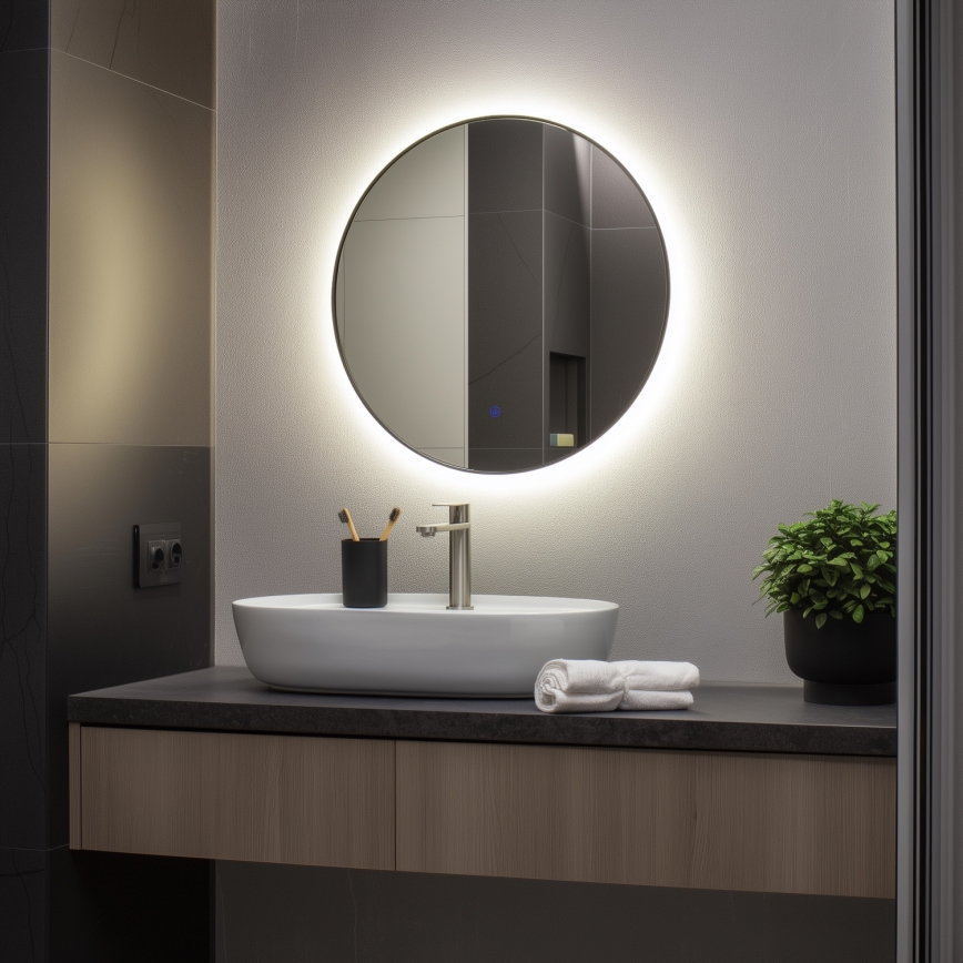 Brilagi - LED Badezimmerspiegel VENA BLACK LED/19W/230V Ø 60 cm IP44 CRI 90 dimmbar + CCT