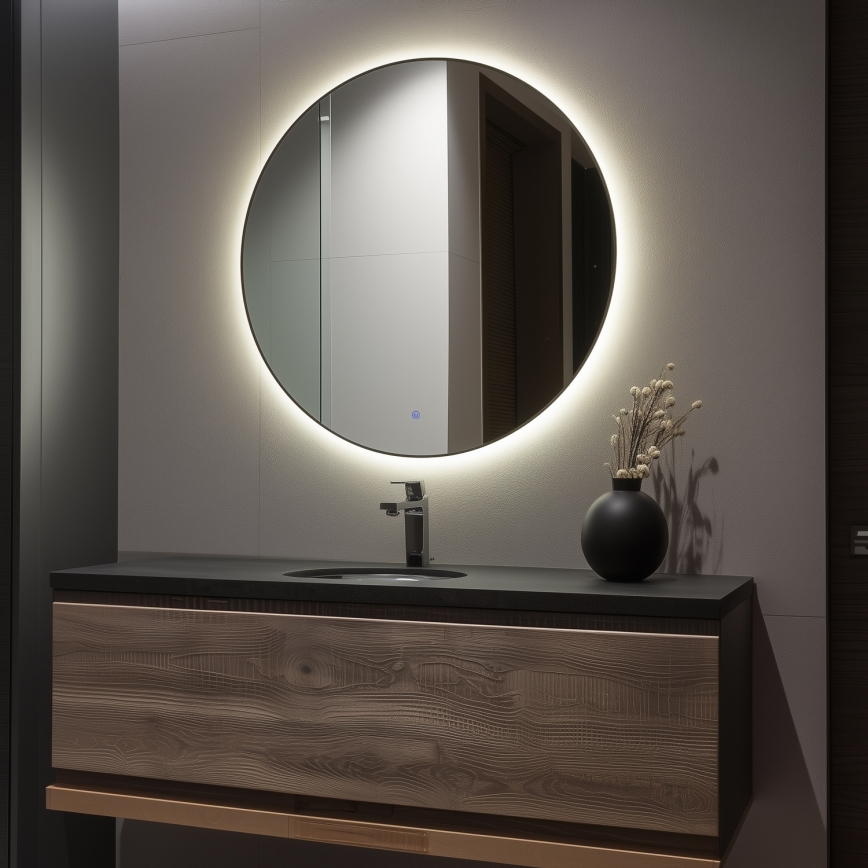 Brilagi - LED-Badezimmerspiegel VENA BLACK LED/32W/230V Ø 100 cm IP44 CRI 90 dimmbar mit CCT