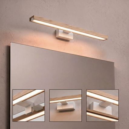 Brilagi - LED-Badezimmer-Spiegelbeleuchtung 3-in-1 WOODY MIRROR LED/12W/230V 60 cm IP44 weiß/Eiche