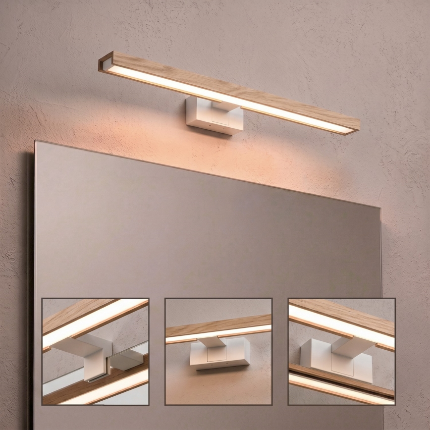 Brilagi - LED-Badezimmer-Spiegelbeleuchtung 3-in-1 WOODY MIRROR LED/12W/230V 60 cm IP44 weiß/Eiche