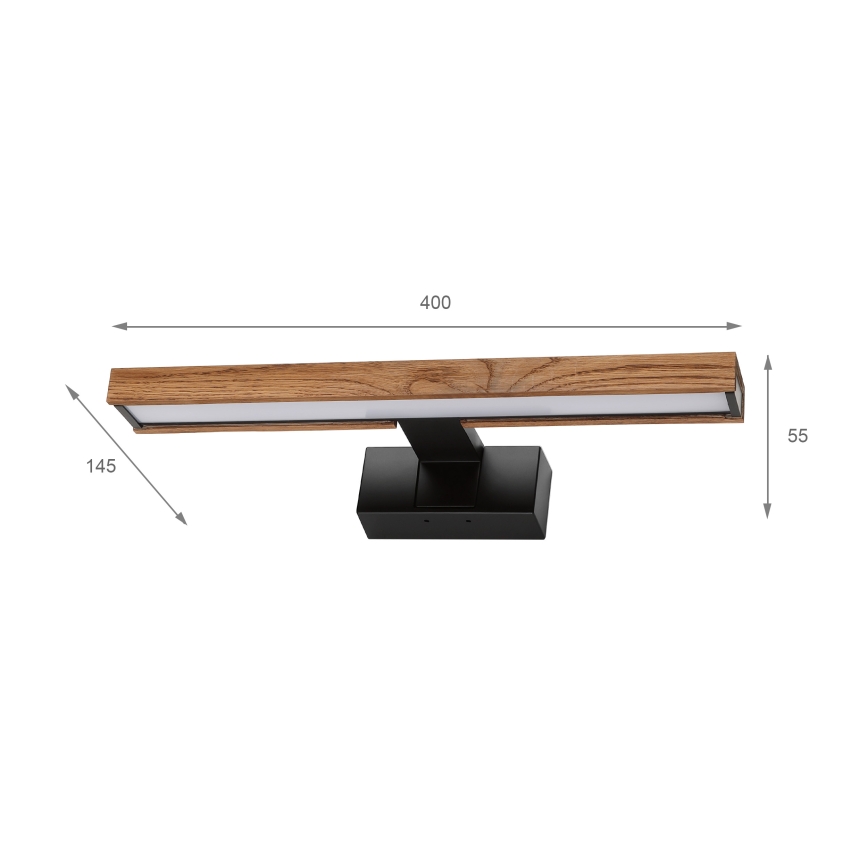Brilagi - LED-Beleuchtung für Badezimmerspiegel 3-in-1 WOODY MIRROR LED/8W/230V 40 cm IP44 schwarz/Eiche