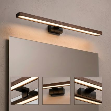 Brilagi - LED-Badspiegelbeleuchtung WOODY MIRROR 3-in-1 LED/15W/230V 80 cm IP44 schwarz/Eiche Nussbaum
