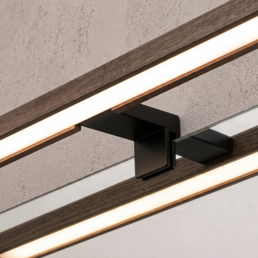 Brilagi - LED-Badspiegelbeleuchtung WOODY MIRROR 3-in-1 LED/15W/230V 80 cm IP44 schwarz/Eiche Nussbaum