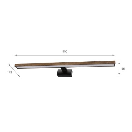Brilagi - LED-Badspiegelbeleuchtung WOODY MIRROR 3-in-1 LED/15W/230V 80 cm IP44 schwarz/Eiche Nussbaum