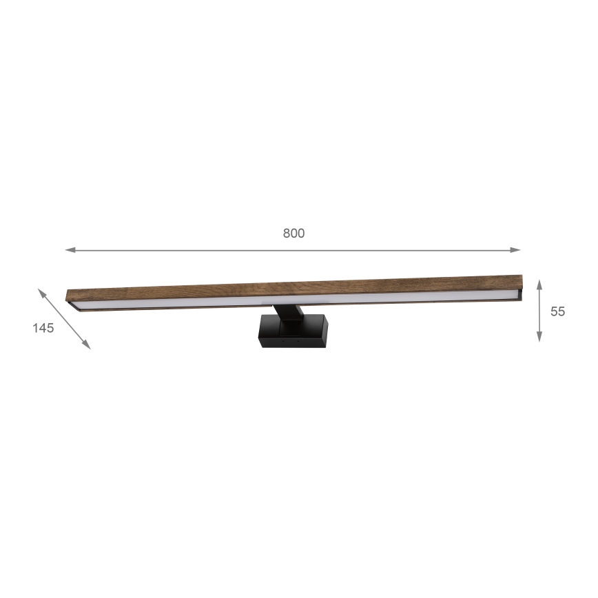 Brilagi - LED-Badspiegelbeleuchtung WOODY MIRROR 3-in-1 LED/15W/230V 80 cm IP44 schwarz/Eiche Nussbaum