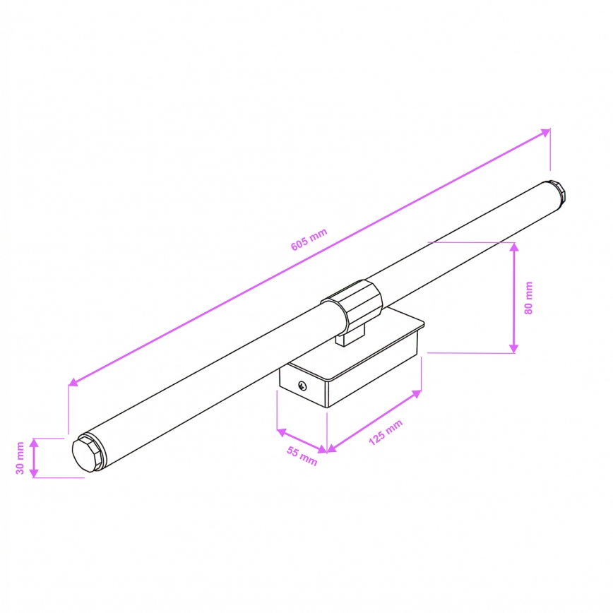 Brilagi - DIANA LED-Badspiegelleuchte, 10 W, 230 V, 60 cm, IP44, schwarz