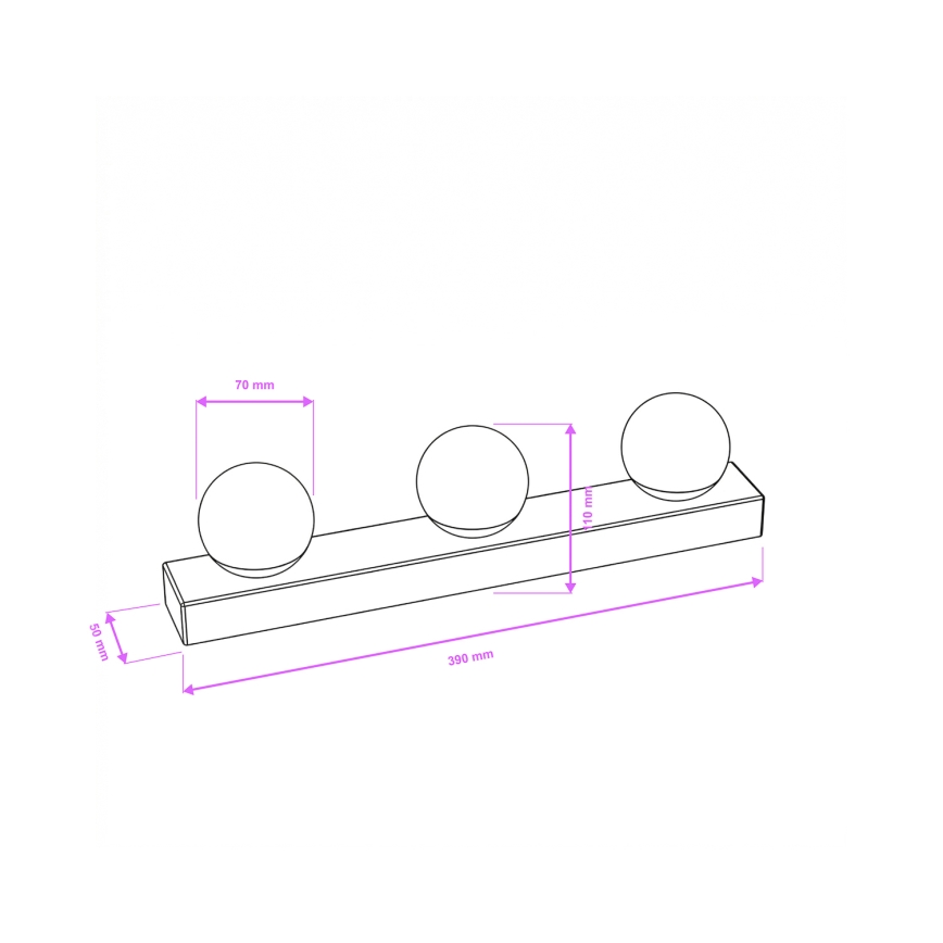 Brilagi - LED-Spiegelleuchte für Badezimmer HOLLYWOOD 3xLED/3W/230V 39 cm IP44 schwarz