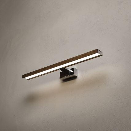 Brilagi - LED-Badspiegelleuchte WOODY MIRROR 3-in-1 LED/12W/230V 60 cm IP44 glänzender Chrom/Eiche/Nussbaum