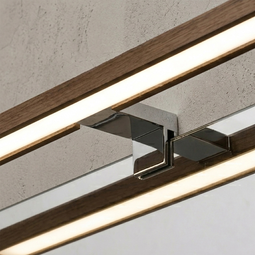 Brilagi - LED-Badspiegelleuchte WOODY MIRROR 3-in-1 LED/12W/230V 60 cm IP44 glänzender Chrom/Eiche/Nussbaum