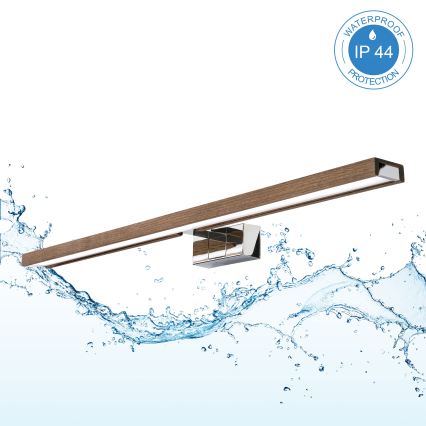 BRILAGI - LED-Spiegelbeleuchtung für das Badezimmer WOODY MIRROR 3v1 LED/15W/230V 80 cm IP44 glänzender Chrom/Eiche Nussbaum