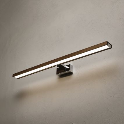 BRILAGI - LED-Spiegelbeleuchtung für das Badezimmer WOODY MIRROR 3v1 LED/15W/230V 80 cm IP44 glänzender Chrom/Eiche Nussbaum