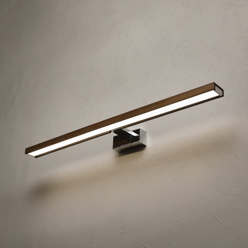 BRILAGI - LED-Spiegelbeleuchtung für das Badezimmer WOODY MIRROR 3v1 LED/15W/230V 80 cm IP44 glänzender Chrom/Eiche Nussbaum