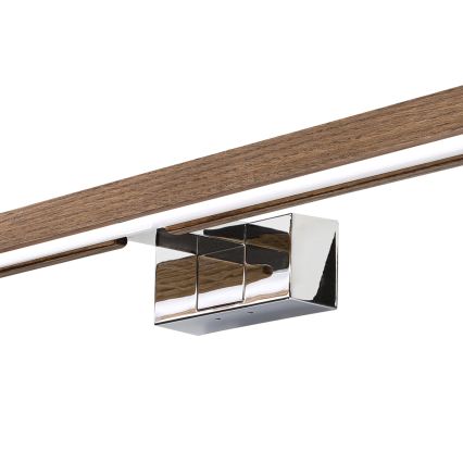 BRILAGI - LED-Spiegelbeleuchtung für das Badezimmer WOODY MIRROR 3v1 LED/15W/230V 80 cm IP44 glänzender Chrom/Eiche Nussbaum