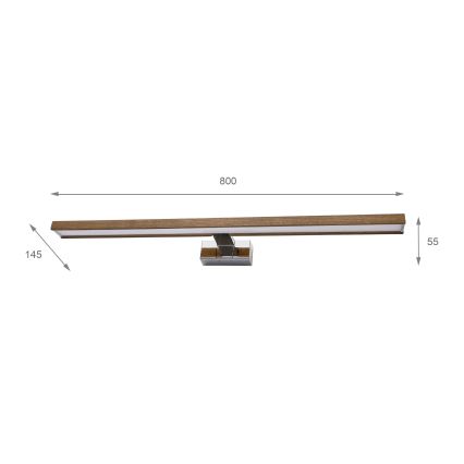 BRILAGI - LED-Spiegelbeleuchtung für das Badezimmer WOODY MIRROR 3v1 LED/15W/230V 80 cm IP44 glänzender Chrom/Eiche Nussbaum