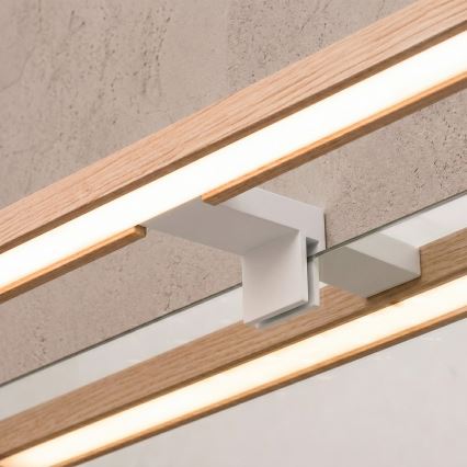 Brilagi - LED-Badezimmer-Spiegelbeleuchtung 3-in-1 WOODY MIRROR LED/15W/230V 80 cm IP44 weiß/Eiche