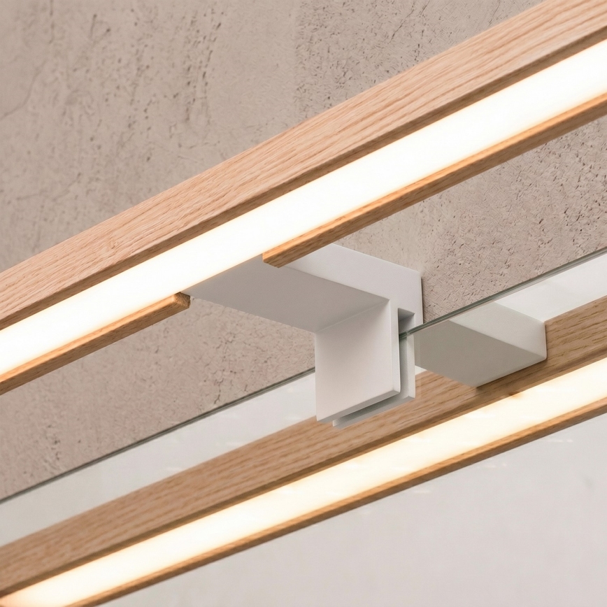 Brilagi - LED-Badezimmer-Spiegelbeleuchtung 3-in-1 WOODY MIRROR LED/15W/230V 80 cm IP44 weiß/Eiche