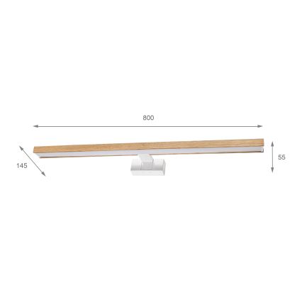 Brilagi - LED-Badezimmer-Spiegelbeleuchtung 3-in-1 WOODY MIRROR LED/15W/230V 80 cm IP44 weiß/Eiche