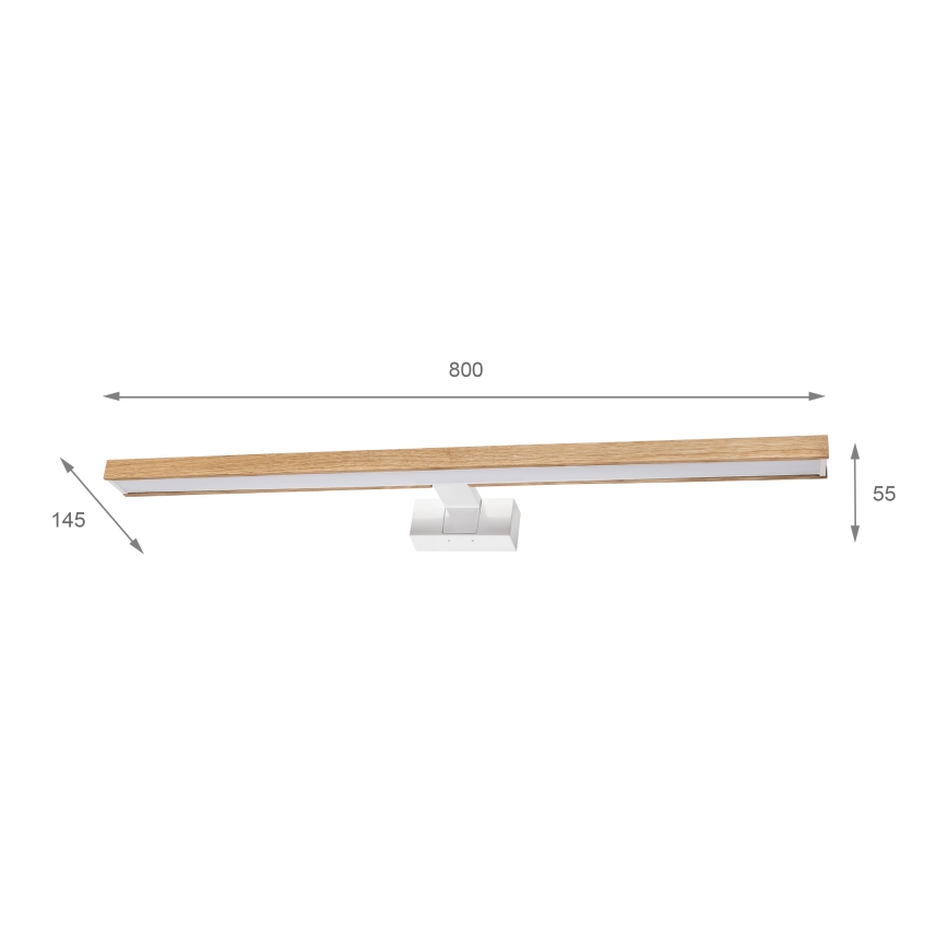 Brilagi - LED-Badezimmer-Spiegelbeleuchtung 3-in-1 WOODY MIRROR LED/15W/230V 80 cm IP44 weiß/Eiche